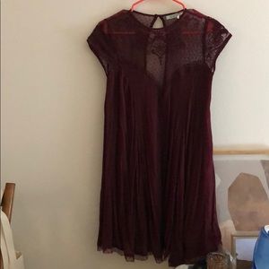 Maroon dress with lace top